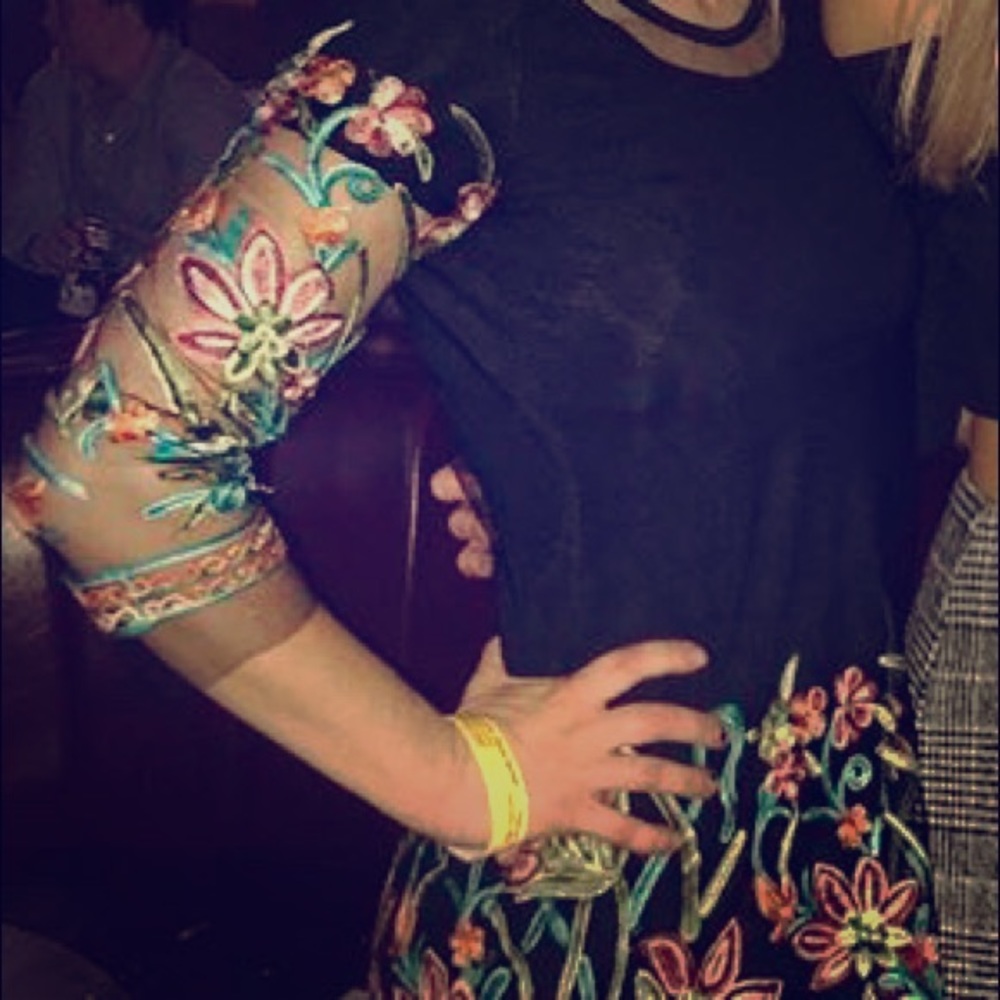 Floral embroidered sheer dress